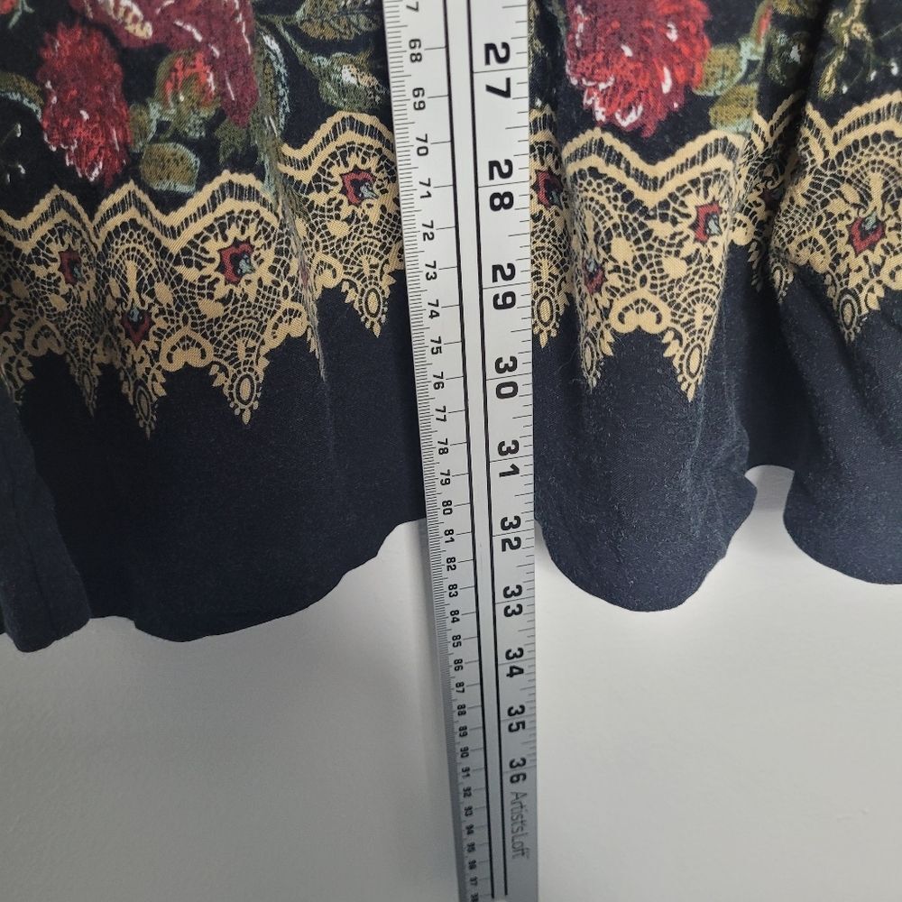 vintage 90s dark Romantic pull on elastic waist floral maxi midi skirt size med - Picture 6 of 7